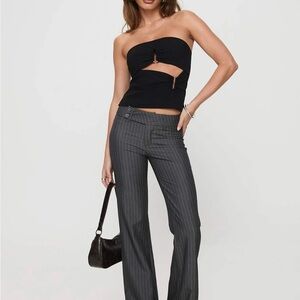 New With Tags Princess Polly Kinkirk Flared Pants Grey Pinstripe